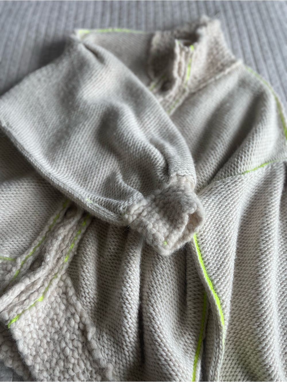 Free People We The Free Winterland Cardigan XL Neon Trim Chunky Knit - Picture 4 of 9